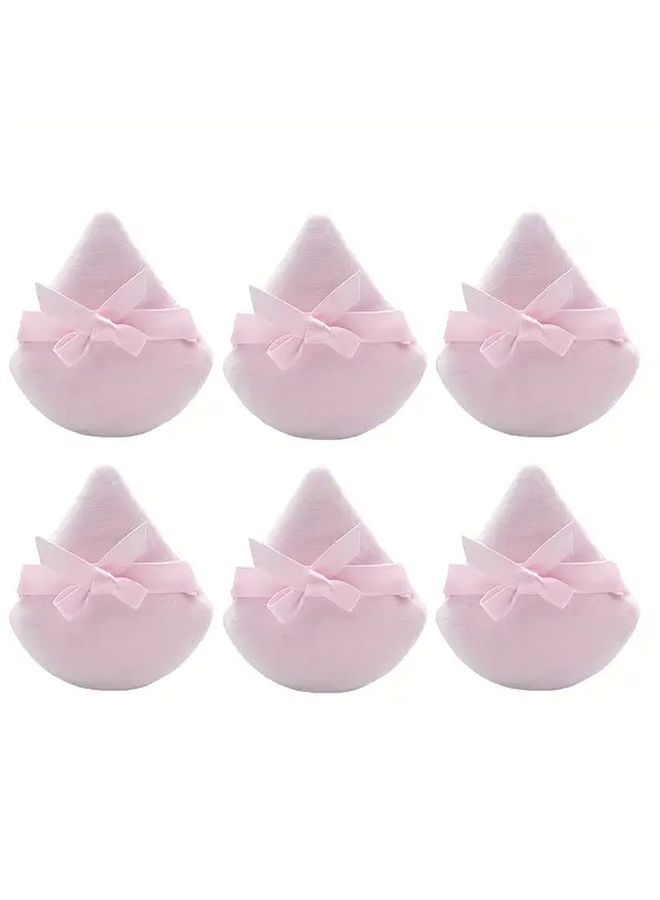 6pcs Double Sided Flocked Makeup Sponges With Bow Design Portable Beauty Tool - Image 2