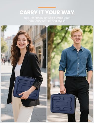 DOMISO 14 inch Laptop Sleeve with Handle Shockproof Computer Bag Waterproof EVA Protective Carrying Case for 14" ThinkPad E480/Yoga 920/13.5" Microsoft Surface Book/HP Pavilion 14 Stream 14,Dark Blue - Image 2