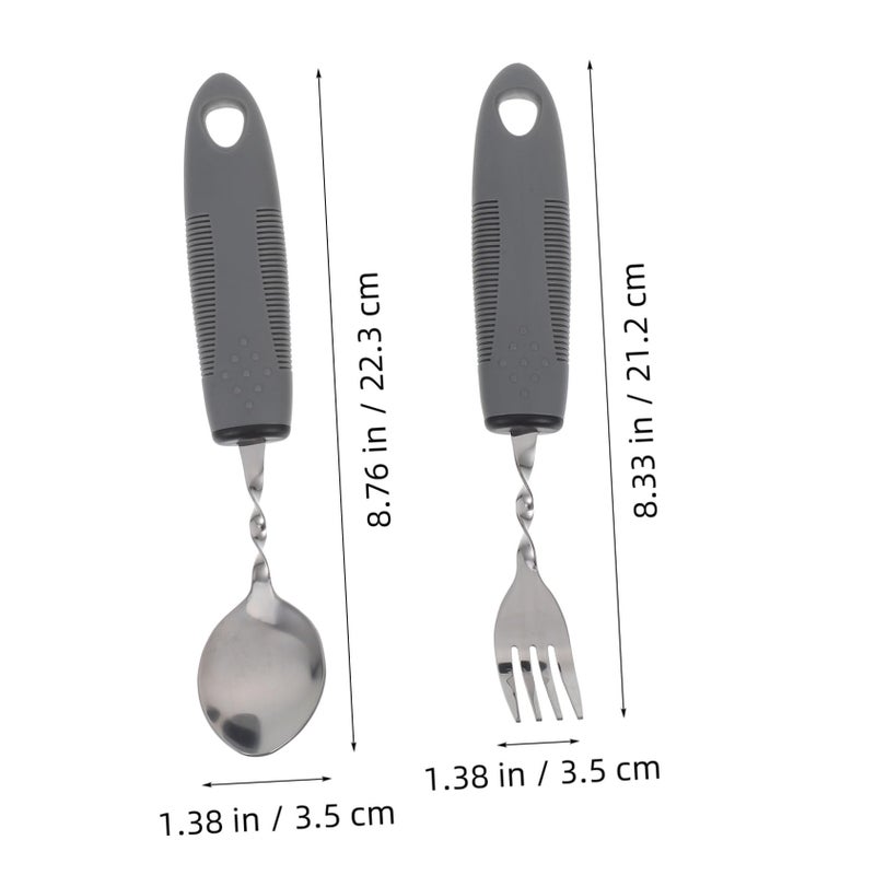 Weighted Adaptive Utensil Set Fork Spoon For Elderly With Double Portable Case - Image 3