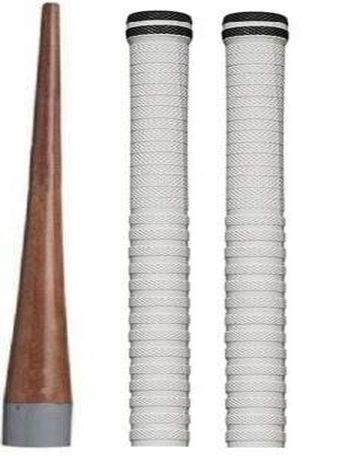Kizlo Set of 1 Cricket Bat White Black Grip + 1 Wooden Gripper (Cone) Super Tacky (Pack of 3) - Image 1
