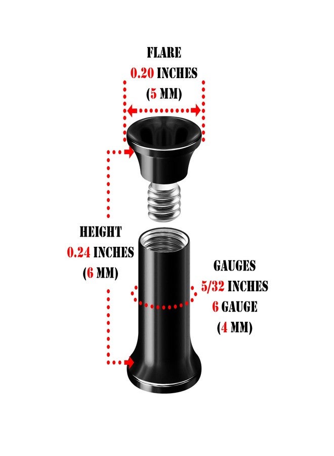 BIG GAUGES Pair of Internally Threaded Surgical Steel Black Double Flared Piercing Jewelry Stretcher Ear Plug Earring Lobe Tunnel, Stainless Steel, no gemstone - Image 2