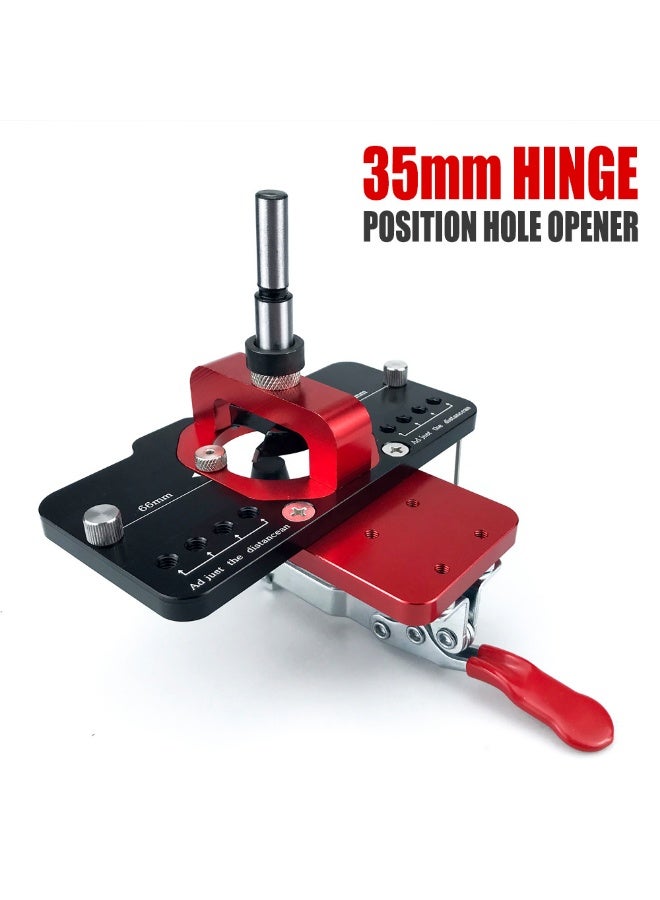 35mm Hinge Hole Opener – One-Button Firm Grip, Adjustable 10–15mm Depth, Works with 3–6mm Offsets, No-Scratch Stable Clamping, Cabinet Door Hinge Drilling Locator & Hinge Drilling Installation Aid - Image 1