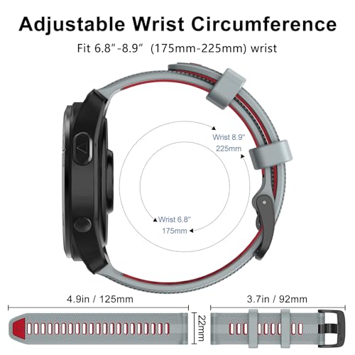 ISABAKE Watch Band for Garmin Forerunner 970/Forerunner 965/Forerunner 955/Forerunner 945/Forerunner 935,Soft Silicone 22mm Replacement Bands compatible with Fenix 5/ Fenix 5 plus/ Fenix 6/ Fenix 6 Pro/Approach S60 - Image 5
