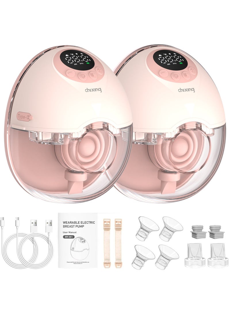chixing مضخة ثدي كهربائية قابلة للارتداء، عبوتان (2-Pack) – مضخة ثدي بدون استخدام اليدين، تصميم واقٍ من الغبار مع حامل، بث صوتي، 4 أوضاع و12 مستوى، ضوضاء منخفضة، شاشة LED ذكية، بطارية 1200 مللي أمبير، هادئة جدًا ≤48 ديسيبل، وظيفة الذاكرة - Image 1