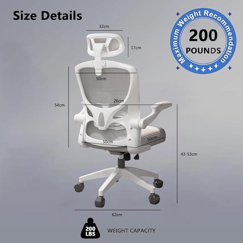 INGUNAR Office Chair,Ergonomic Height Adjustable Desk Chair,Home Office Desk Chair with Adjustable Headrest and Armrests,Computer Desk Chair,Comfortable Lumbar Support, Breathable Cushion for Home, Meeting - Image 2