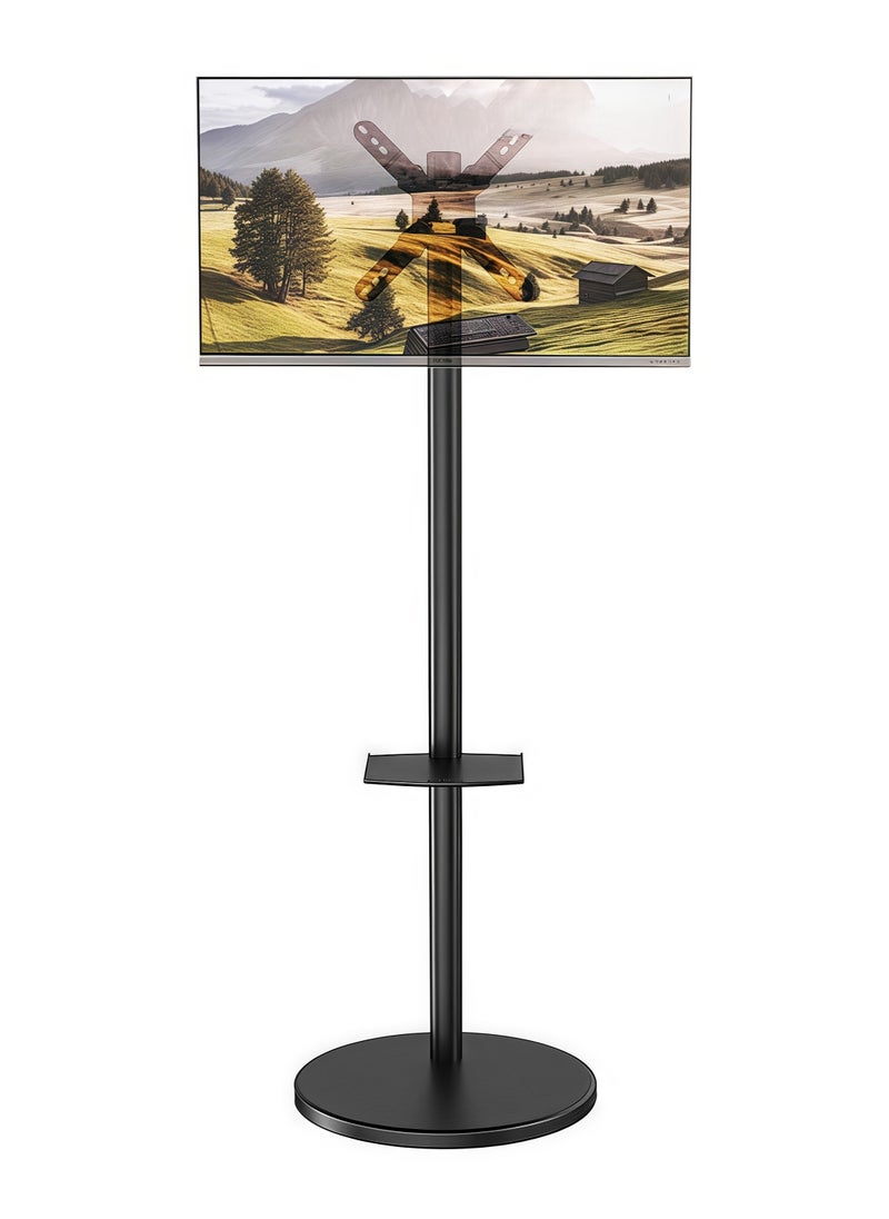 FlashHawk Mobile Floor Monitor Stand with Metal Tray for 14-40 Inch Screens,Tilt Swivel Rotate Mobile Computer Screen Mount for Home Office,VESA 200x200mm,Bearing 12KG Black  - Image 1