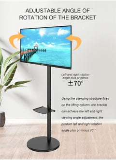 FlashHawk Mobile Floor Monitor Stand with Metal Tray for 14-40 Inch Screens,Tilt Swivel Rotate Mobile Computer Screen Mount for Home Office,VESA 200x200mm,Bearing 12KG Black  - Image 5