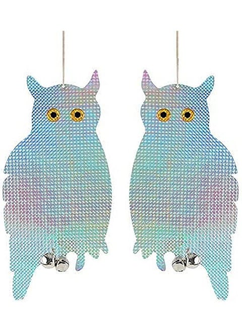 Bird Repellent Control Scare Device, Bird Repelling Owl Laser Reflective Owl Bird Repelling Owl for House and Garden Window Balcony/Orchard (2 Pieces)