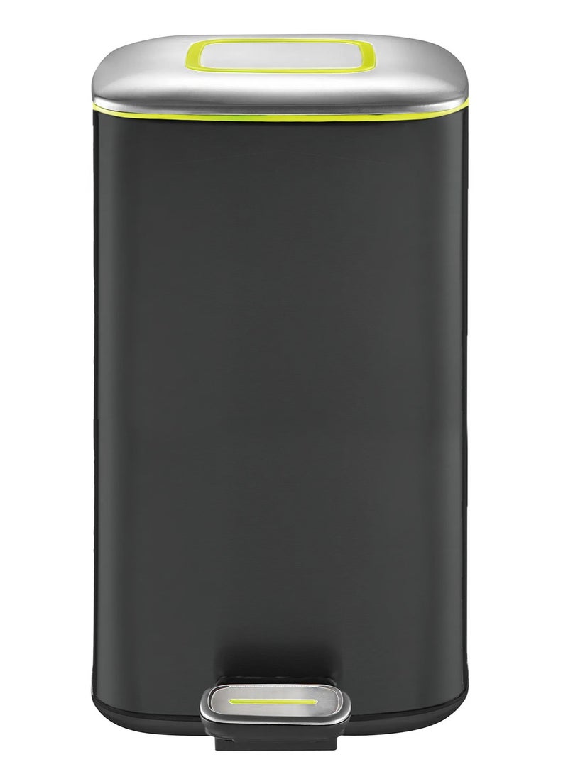 EKO REGENT SERIES | Brushed Stainless Steel Finish | Soft-Closing | Fingerprint-Resistant | Pedal Trash & Garbage Bin | Multiple Sizes ( 6 - 20 Liters ) & Colors  | 20 Liters | Charcoal Black  - Image 1