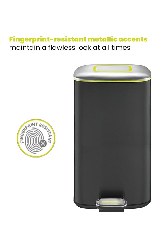 EKO REGENT SERIES | Brushed Stainless Steel Finish | Soft-Closing | Fingerprint-Resistant | Pedal Trash & Garbage Bin | Multiple Sizes ( 6 - 20 Liters ) & Colors  | 20 Liters | Charcoal Black  - Image 4