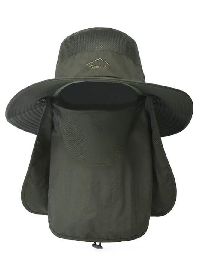 Generic Fishing Hat for Men & Women, Fisherman hat ，Summer outdoor quick-drying sun hat fishing breathable sun hat，Outdoor UV Sun Protection Wide Brim Hat with Face Cover & Neck Flap  - Image 3
