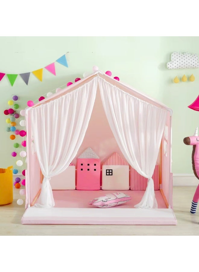 Kids Play Tent for Indoor & Outdoor Use, Portable Foldable Playhouse for Children, Pink Castle Tent, 125 × 95 × 130 cm - Image 4