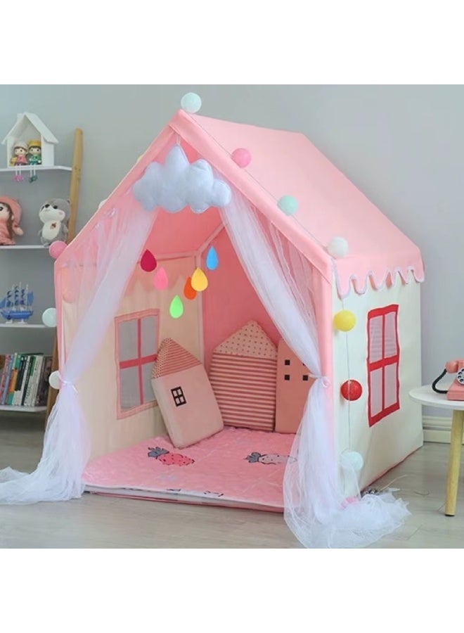 Kids Play Tent for Indoor & Outdoor Use, Portable Foldable Playhouse for Children, Pink Castle Tent, 125 × 95 × 130 cm - Image 2