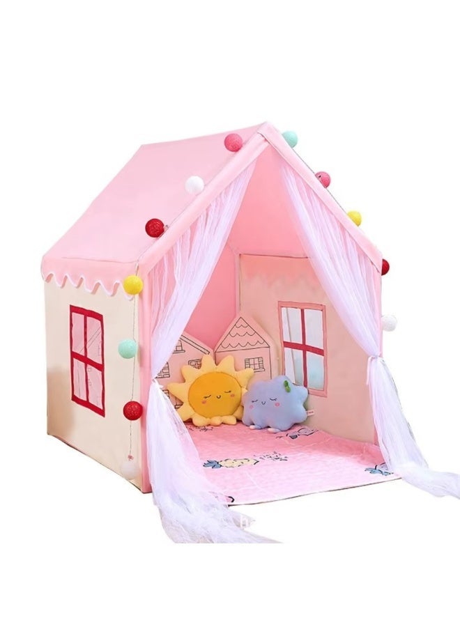 Kids Play Tent for Indoor & Outdoor Use, Portable Foldable Playhouse for Children, Pink Castle Tent, 125 × 95 × 130 cm - Image 1