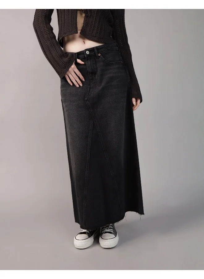 American Eagle AE Stretch Low-Rise A-Line Denim Maxi Skirt