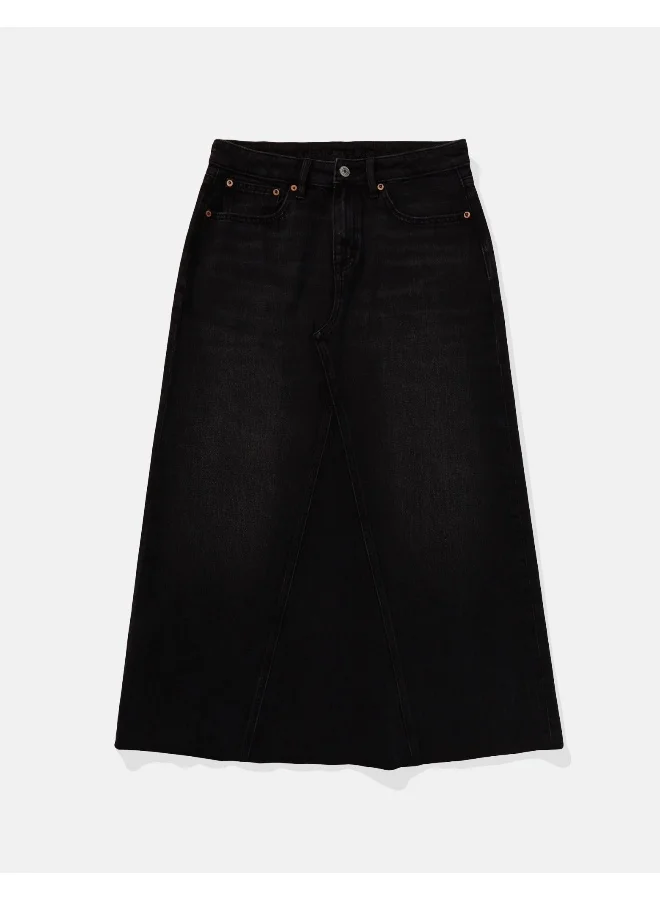 American Eagle AE Stretch Low-Rise A-Line Denim Maxi Skirt