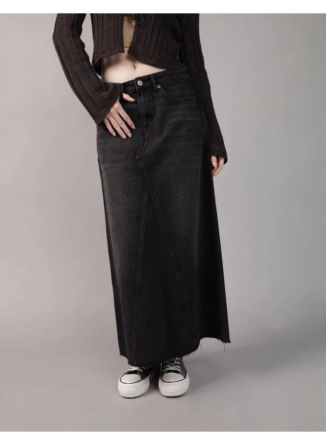 American Eagle AE Stretch Low-Rise A-Line Denim Maxi Skirt