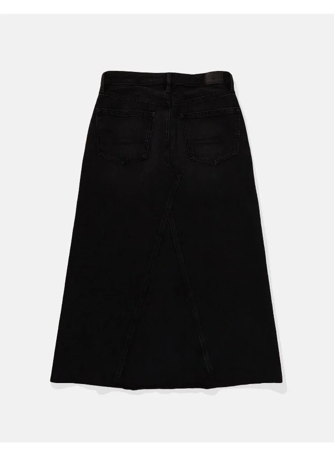 American Eagle AE Stretch Low-Rise A-Line Denim Maxi Skirt