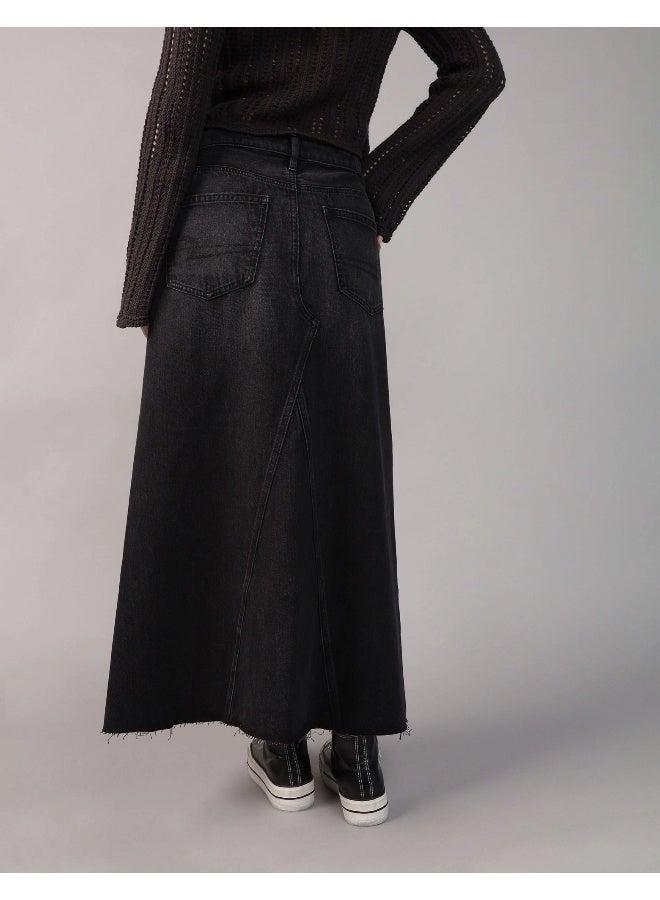 American Eagle AE Stretch Low-Rise A-Line Denim Maxi Skirt - Image 4
