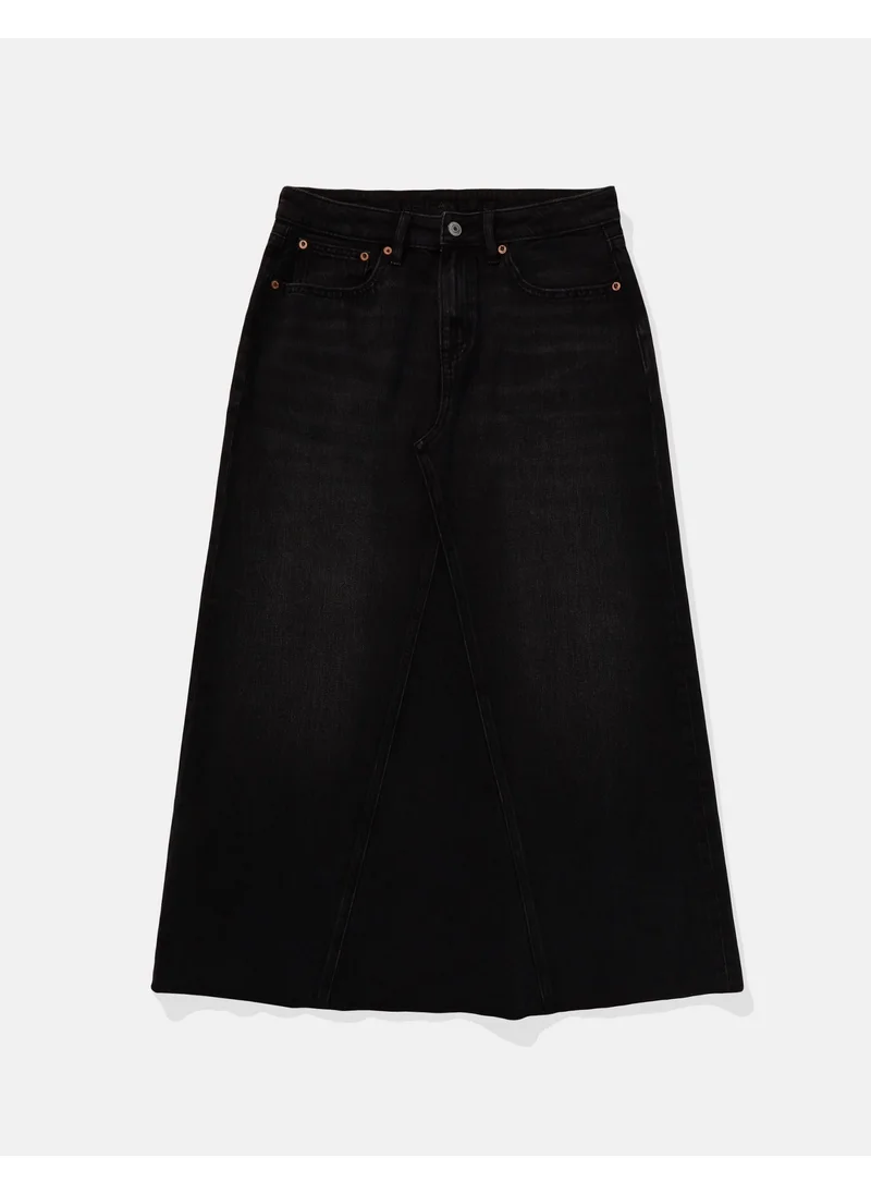 American Eagle AE Stretch Low-Rise A-Line Denim Maxi Skirt