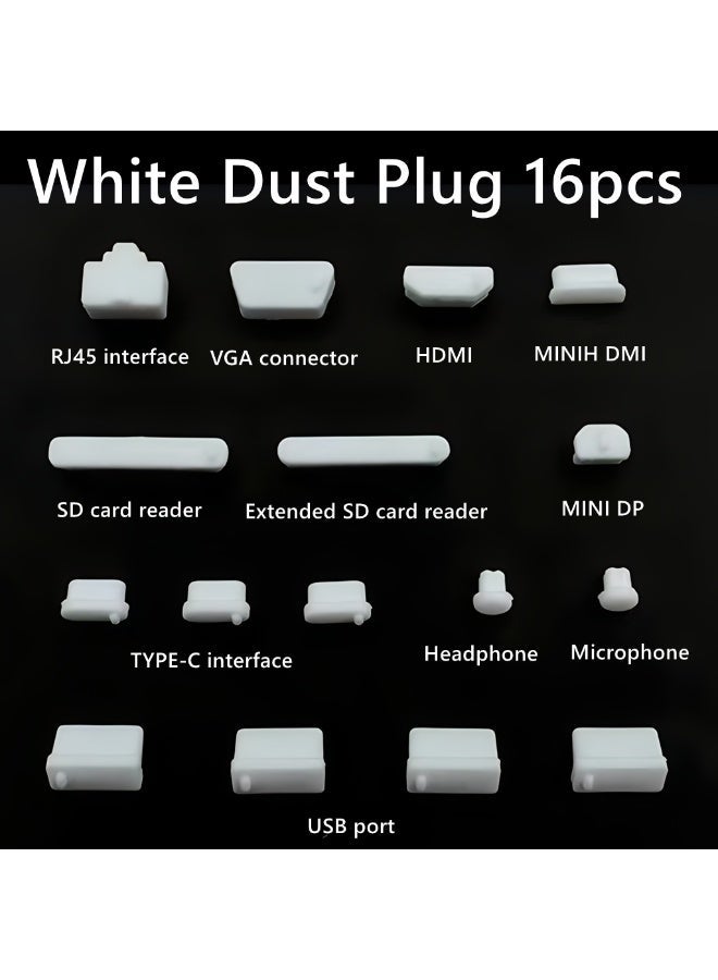 16 Pcs USB Port Cover, 10 Types Silicone Laptop Ports Cover Dust Plugs , USB Type-C Dust Stopper - Image 2