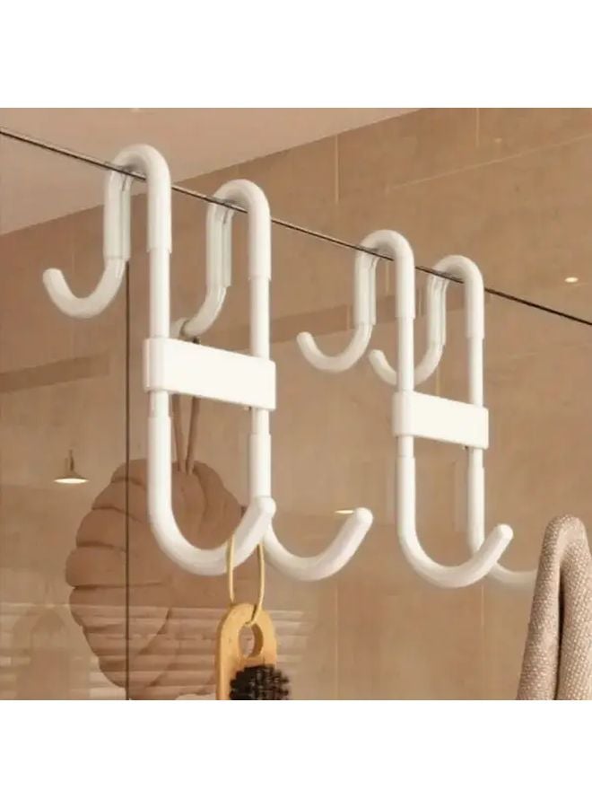 White Heavy Duty Shower Door Hooks 2pcs Rustproof No Drill Bathroom Organizer - Image 2