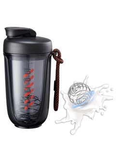 Protein Shaker Bottle Protein Drink Shaker Cup 20 oz Shaker Bottle for Protein Mixes Leak-proof BPA-free Portable Protein Shaker Mixer with Stainless Steel Blender Ball for Gym Fitness (Black)