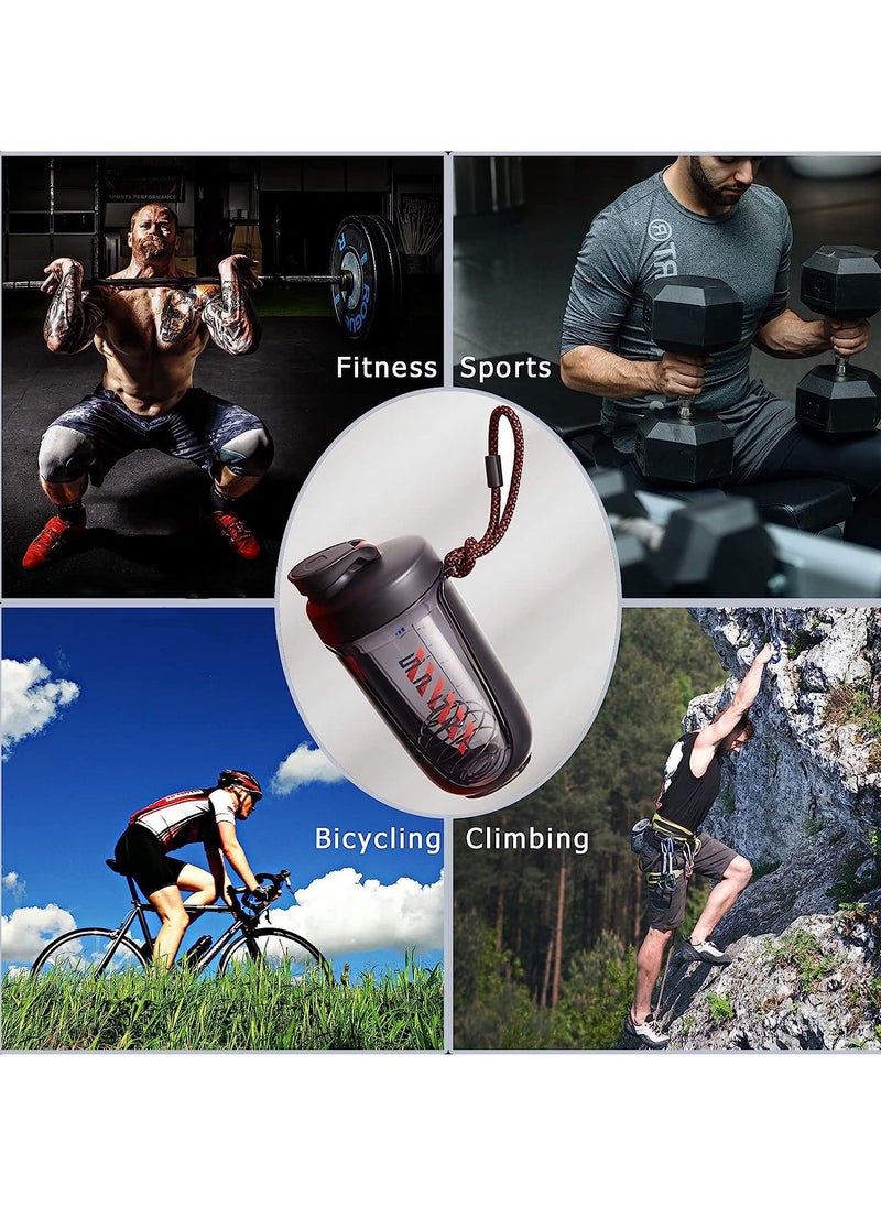 Gonice - Protein Shaker Bottle Protein Drink Shaker Cup 20 oz Shaker Bottle for Protein Mixes Leak-proof BPA-free Portable Protein Shaker Mixer with Stainless Steel Blender Ball for Gym Fitness (Black) - Image 1