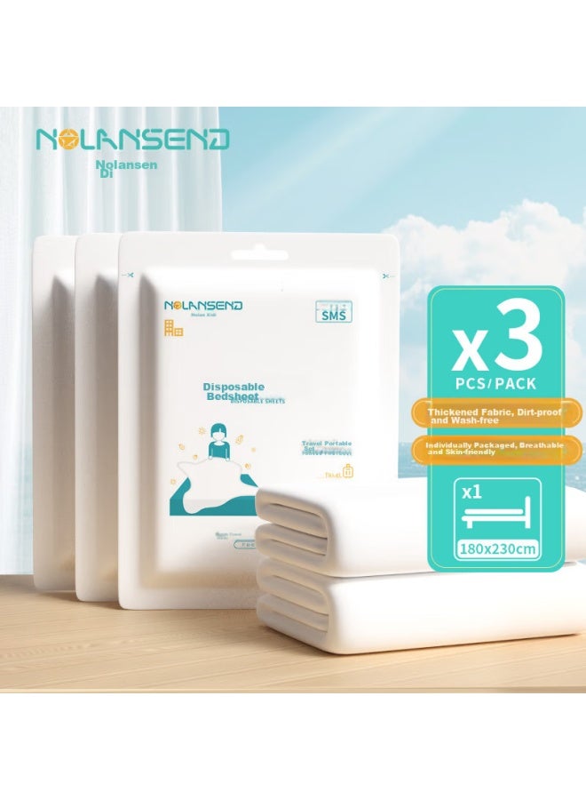 NOLANSEND Nuolansendi Disposable Bed Sheet, Hotel Hygiene Double Bed Sheet, Travel Anti-dirt Bedding, 1.8*2.3m, 3-pack - Image 1