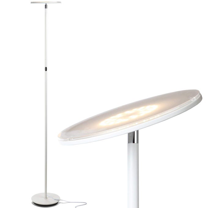 SKY LED FLOOR LAMP TORCHIERE SUPER BRIGHT FLOOR LAMP FOR LIVING ROOM DECOR OFFICE DIMMABLE TALL STANDING LAMP WITH WARM LIGHT FOR BEDROOM READING WHITE