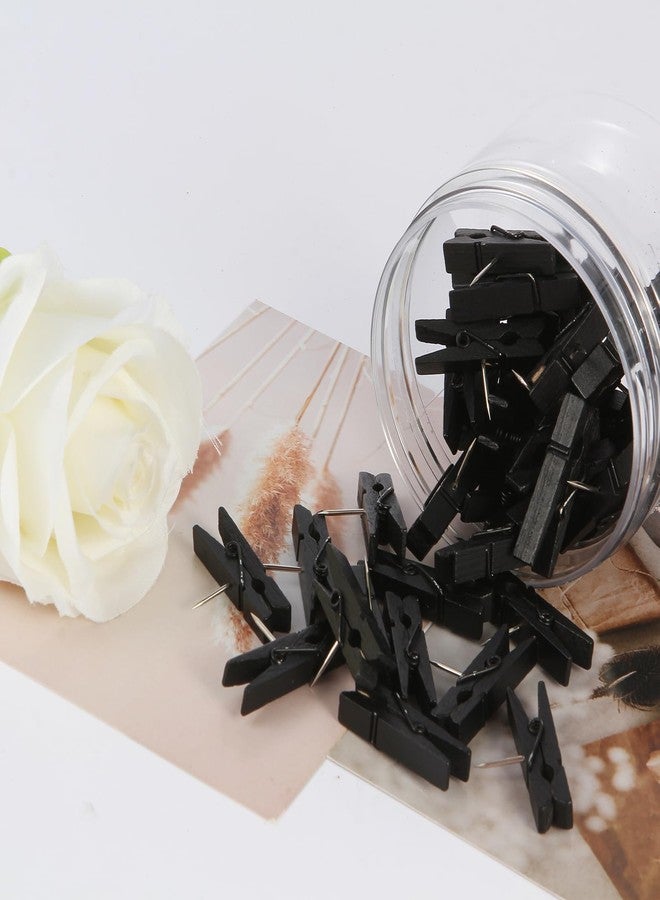 ZYFOFFICE ‌ZYFOFFICE 100-Pack Black Push Pins with Spring-Loaded Wooden Clips, Damage-Free Cork Board Tacks for Artwork, Photos & Notes (No-Mark Design) - Image 4