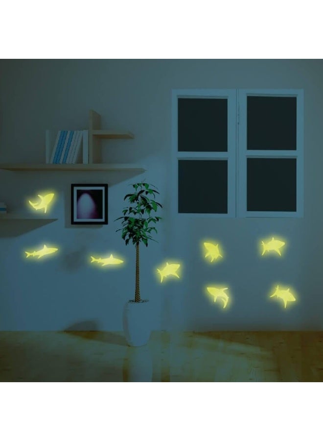 4M Glow-in-the-Dark Sharks – 12-Piece Set of Luminous Shark Wall & Ceiling Stickers – Ocean-Themed Room Decor for Kids Ages 3+ – Glowing Nighttime Fun | 00-05940 - Image 3