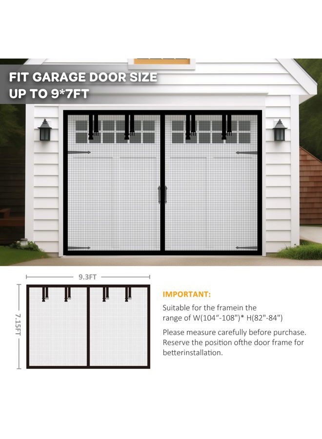 Aurelio Tech Magnetic Garage Door Screen for 1 Car 9x7 ft Single Garage Door Mesh Screen Curtain Cover Kit with Hook and Loop, Black (GSD-0009-07) - Image 2