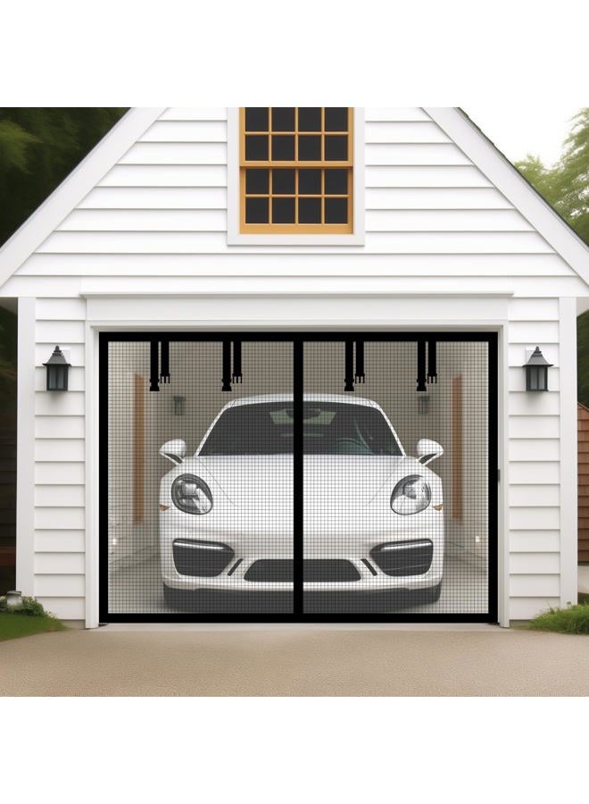 Aurelio Tech Magnetic Garage Door Screen for 1 Car 9x7 ft Single Garage Door Mesh Screen Curtain Cover Kit with Hook and Loop, Black (GSD-0009-07) - Image 1