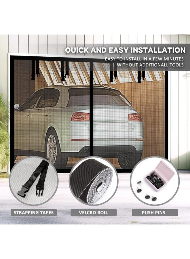 Aurelio Tech Magnetic Garage Door Screen for 1 Car 9x7 ft Single Garage Door Mesh Screen Curtain Cover Kit with Hook and Loop, Black (GSD-0009-07) - Image 4
