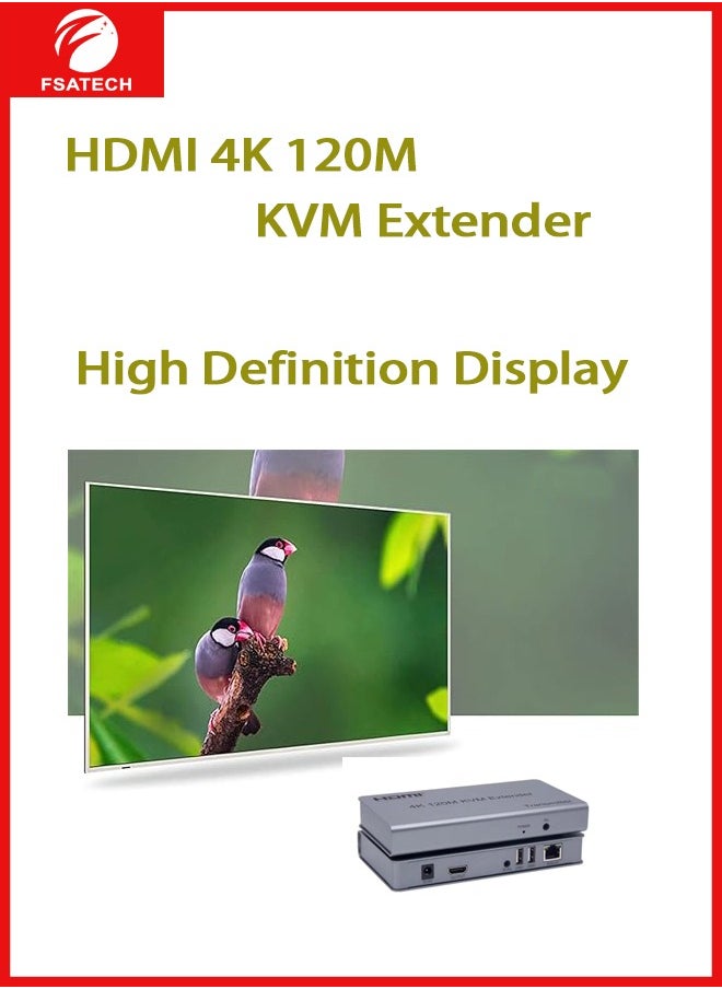 FSATECH KVM EXTENDER 4K 120M RECEIVER,4K HDMI KVM Extender By RJ45 Ethernet Cat5e Cat6 Cable Converter TX RX Support USB Mouse Keyboard Extension Touch Screen  - Image 2
