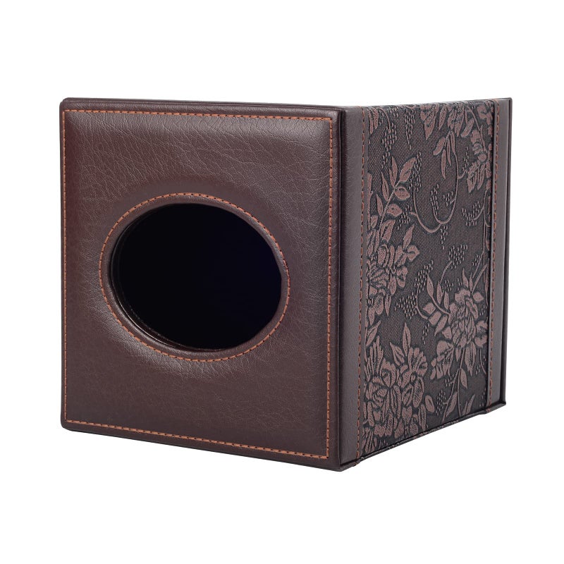 XNONE Tissue Box Cover Square,Modern Leather Tissue Box Holder for Napkin Facial Paper Organizer Bottom with Magnet Reinforcement for Home/Hotel/Restaurant/Office/car/Living Room(Retro) - Image 5