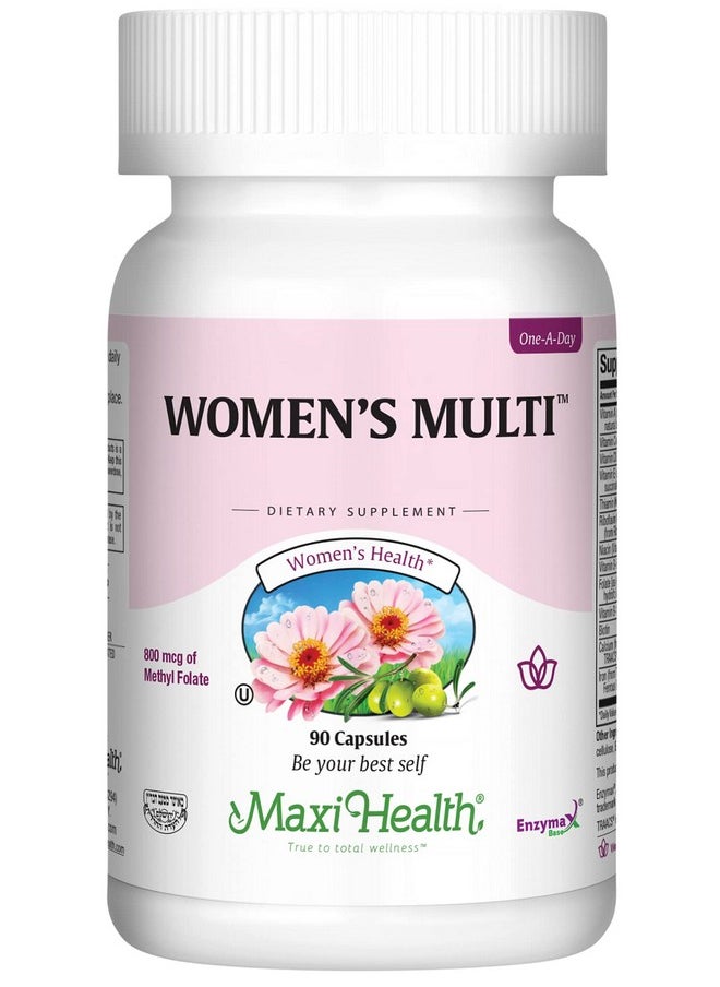 Maxi Health Women Daily Multivitamin Once Daily Biotin Vitamins A B C D E Calcium Zinc Lutein Magnesium Folic Acid Nongmo Gluten Free & Dairy Free Kosher 90 Caps  - Image 1