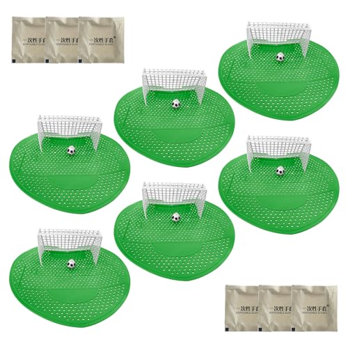 LJZP 6 Pack Urinal Screen Deodorizer, Urinal Cakes Soccer Shoot with Gloves, Urinal Screen Mat Lemon Fragrance Urinal Pads for Toilet, Bathroom, Offices, Schools, Hotels - Image 1