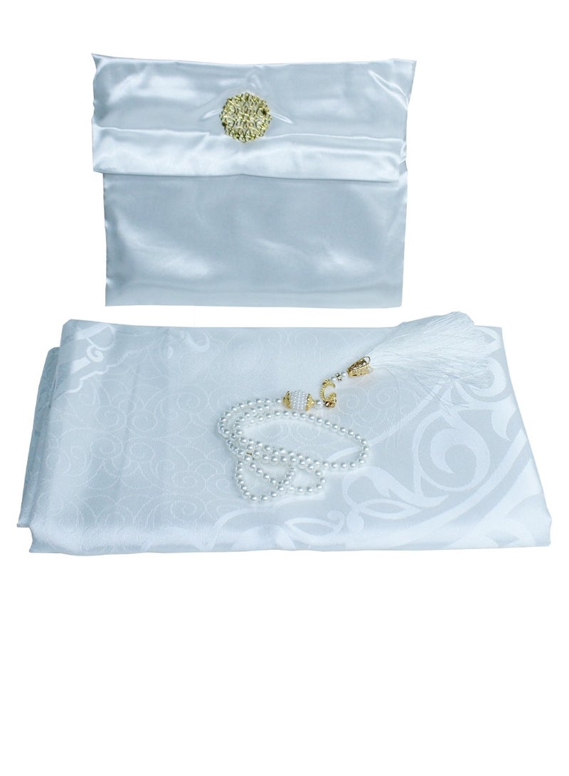 ISHWAZ 2 Sets Of High Quality Prayer Mat, Each Set Contains High Quality Prayer Rug And Decorative Rosary With Beautifull Pouch, Ideal for Home,Travelling, At Work, Ramadan, Eid, Best Gift Idea  - Image 5