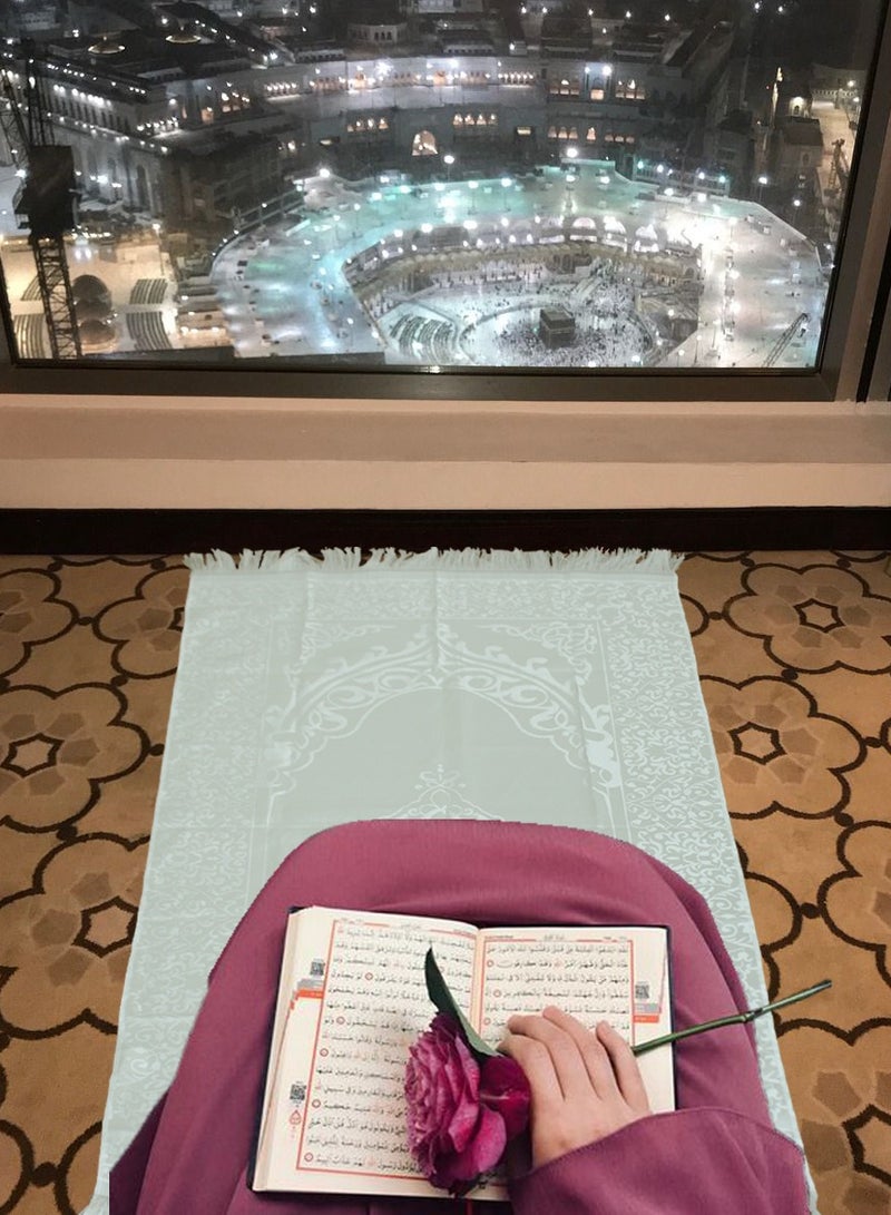 ISHWAZ 2 Sets Of High Quality Prayer Mat, Each Set Contains High Quality Prayer Rug And Decorative Rosary With Beautifull Pouch, Ideal for Home,Travelling, At Work, Ramadan, Eid, Best Gift Idea  - Image 4