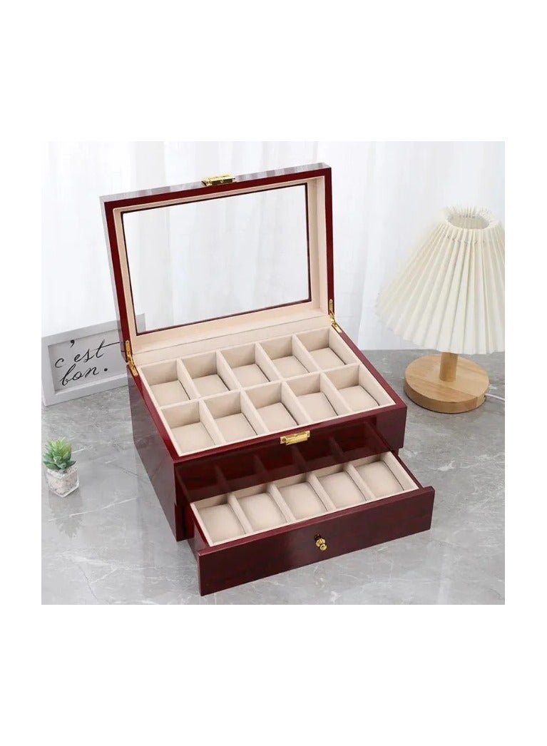 Wooden Watch Box Organizer 2 Layers -20 Slot - Image 4