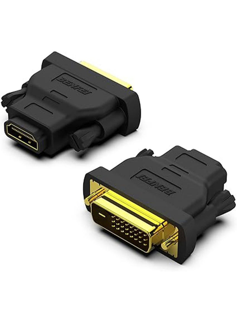 DVI to HDMI Adapter, 2 Packs Bidirectional HDMI to DVI-D Adapter with Gold-Plated Connectors - Image 1