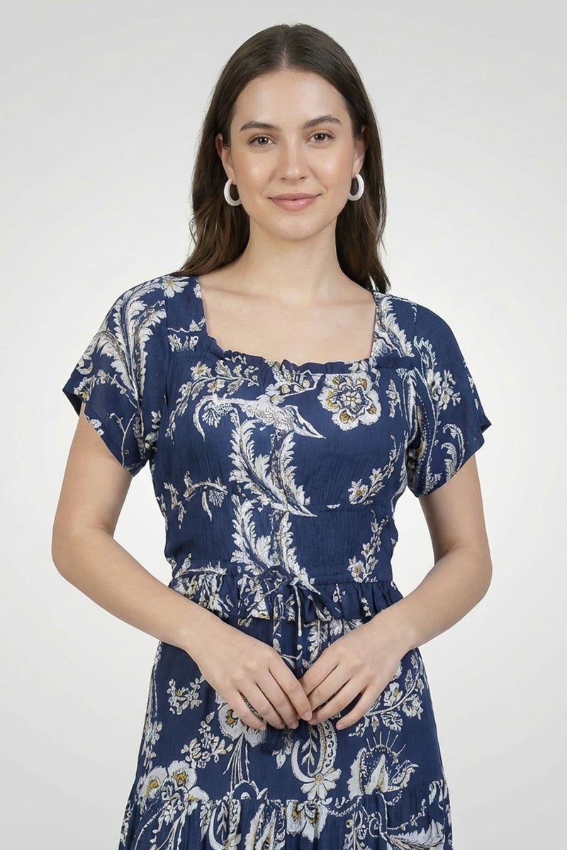 Willow & Whistle Women Allover Print Midi Dress, Multicolor - Image 2