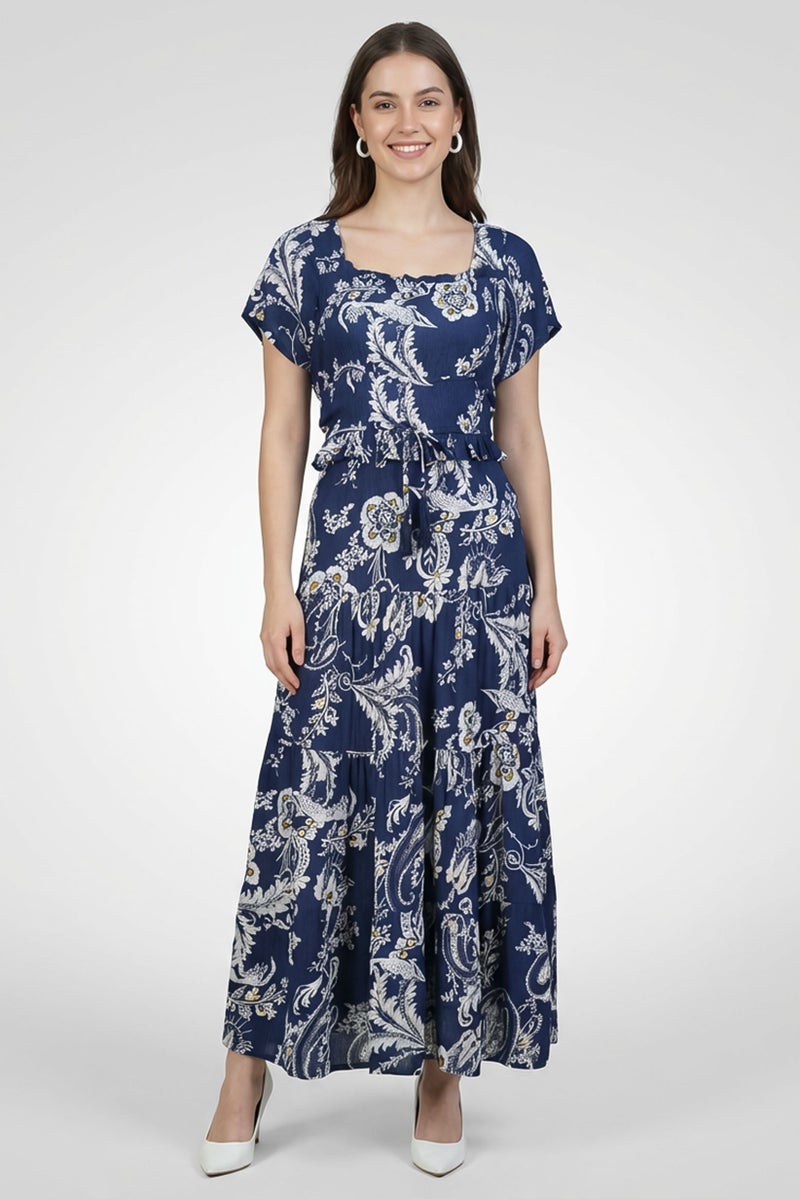 Willow & Whistle Women Allover Print Midi Dress, Multicolor - Image 1