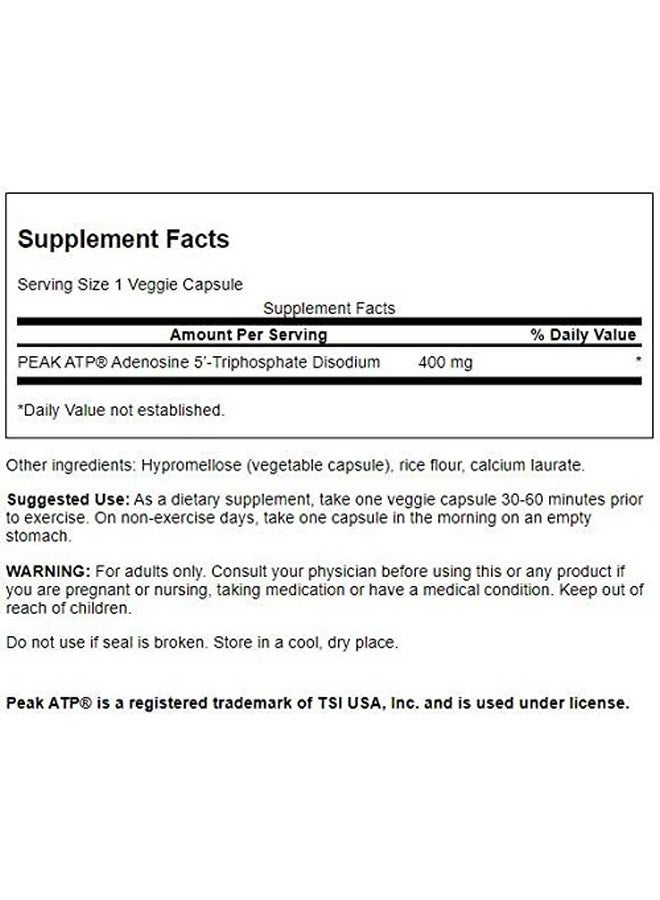 Swanson Maximum Strength Peak ATP-Natural Supplement Promoting Cellular Energy Support-Supports Physical Performance and Promotes Healthy Blood Flow Support-(30 Veggie Capsules, 400mg Each) 2 Pack - Image 2