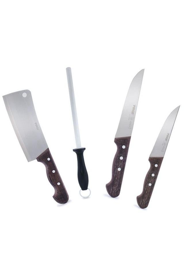 Alsaif - 3 In 1 Steel Knife Set Black Case 5 Pieces Brown - Image 1
