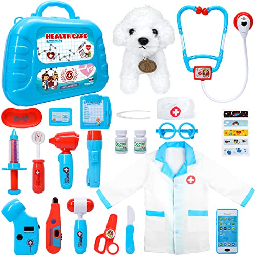 Meland Toy Doctor Kit for Kids Pretend Play Doctor Set with Carrying Case Stethoscope Toy Dress Up Costume Doctor Play Set for Kids Toddlers Ages 3 4 5 6 Year Old for Role Play Gift - Image 1