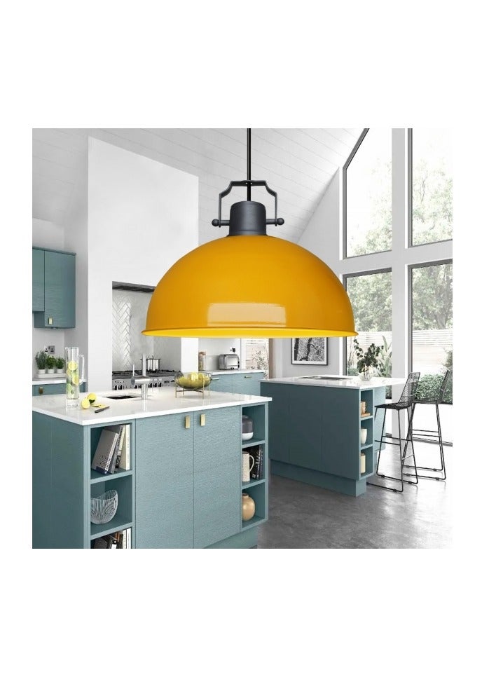 Swiss Retro Metal Pendant Lamp - Mustard Yellow - Image 3