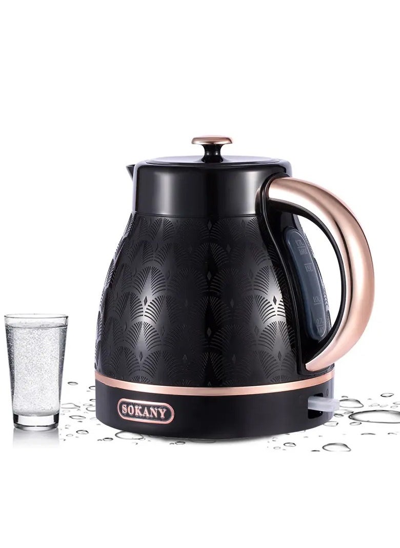 sokany - SOKANY SK-1030 2200W 1.7L Electric Kettle Household Kettle Boiled Water Automatically Close Fish Pattern Black Retro 220V - Image 1